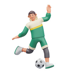 green playing soccer 3d illustration