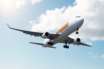 3D Rendering of a Large Cargo Plane in Flight Over a White Background for Freight Logistics Solutions