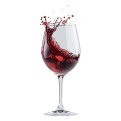 A glass of red wine splashes over isolated on transparent background