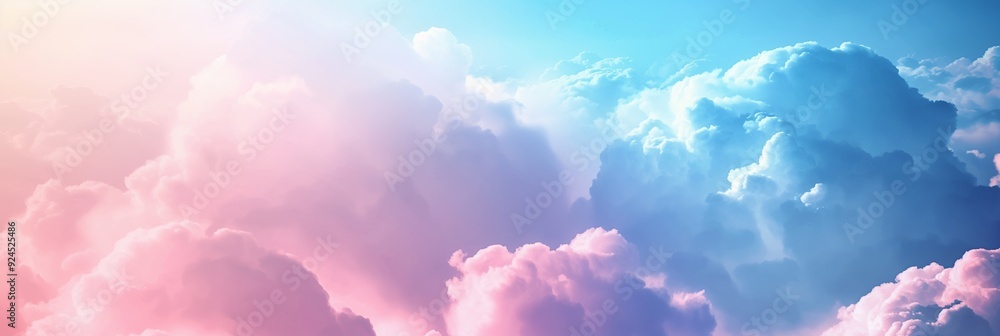 Aufkleber a serene sky during dusk with fluffy blue and pink clouds creating a peaceful and beautiful visual p