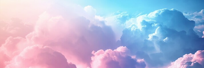 A serene sky during dusk with fluffy blue and pink clouds creating a peaceful and beautiful visual perfect for various uses.