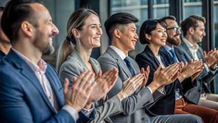 applause support and success with a business team.