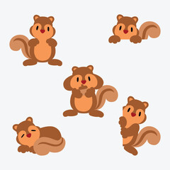 Autumn Squirrel cartoon set
