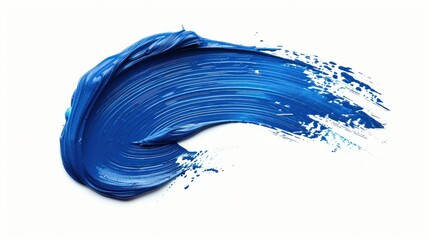 Abstract Blue Paint Stroke on White Background