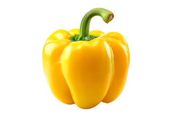 Yellow bell pepper with green stem isolated on a white background.