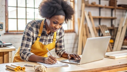 carpenter america black woman curly hair sketch