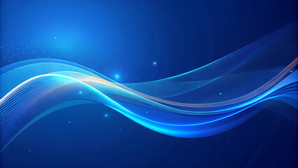 Sleek Blue Wave Design with Futuristic Light Streaks
