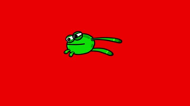 Isolated frog cartoon leaping in place outline redbox isolated. Good for any project for children about nature.