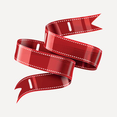 Red filmstrip ribbon vector illustration