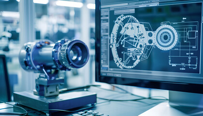 Fototapeta premium Engineering Designer : a mechanical engineering design software on a computer screen