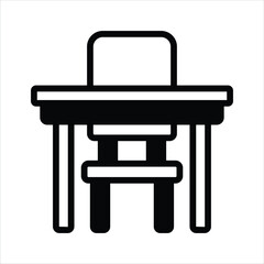 School table and chair icon design in modern style