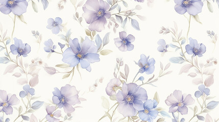 A seamless pattern with watercolor flowers, their soft pastel colors and delicate details creating an elegant composition on cream paper.seamless wallpaper, patterns, background, backdrop, wallpaper