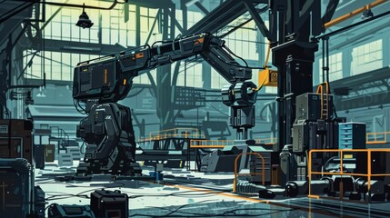 A powered exoskeleton in an industrial setting, with a focus on its use in manufacturing and labor-intensive work, emphasizing the benefits of wearable technology for strength enhancement