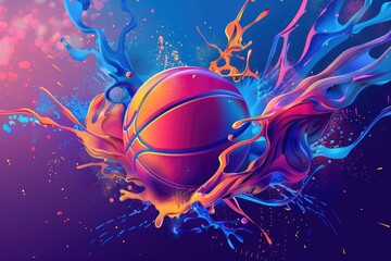 Obraz premium A colorful painted basketball, great for creative projects or as a decorative item