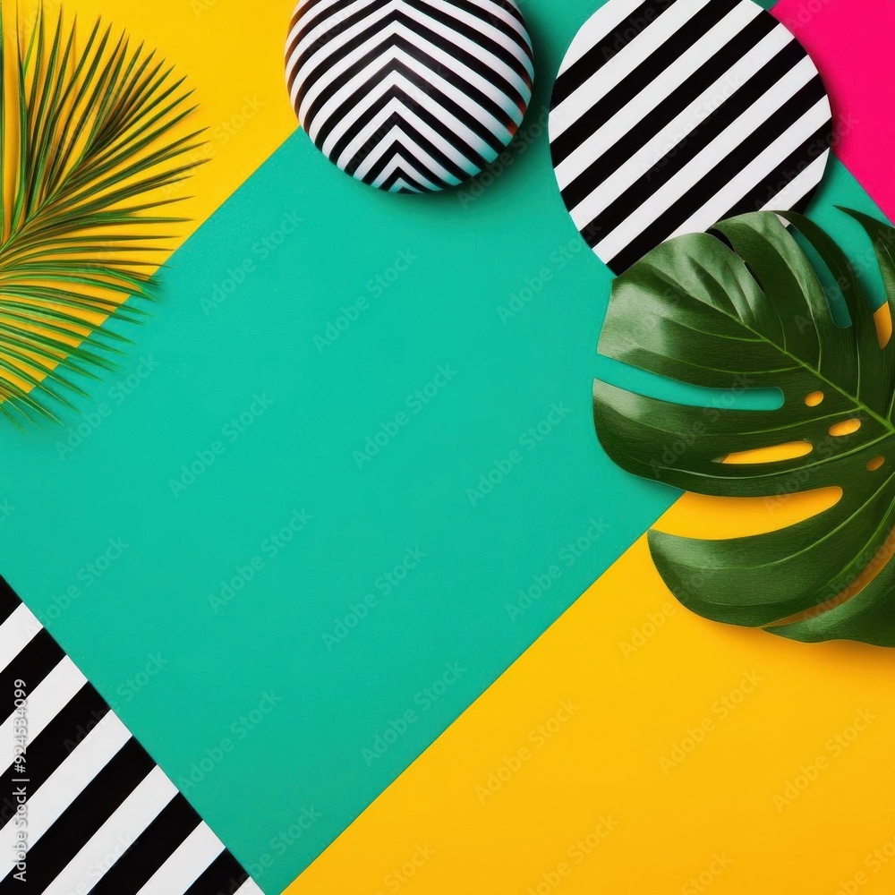 Poster overlay of colorful elements on background