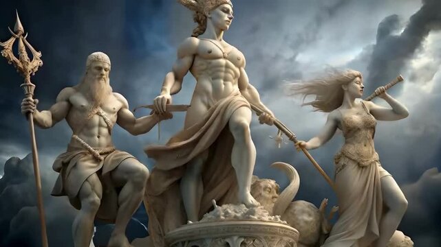A scene from ancient mythology, such as Greek gods or Norse legends, with detailed and epic elements.