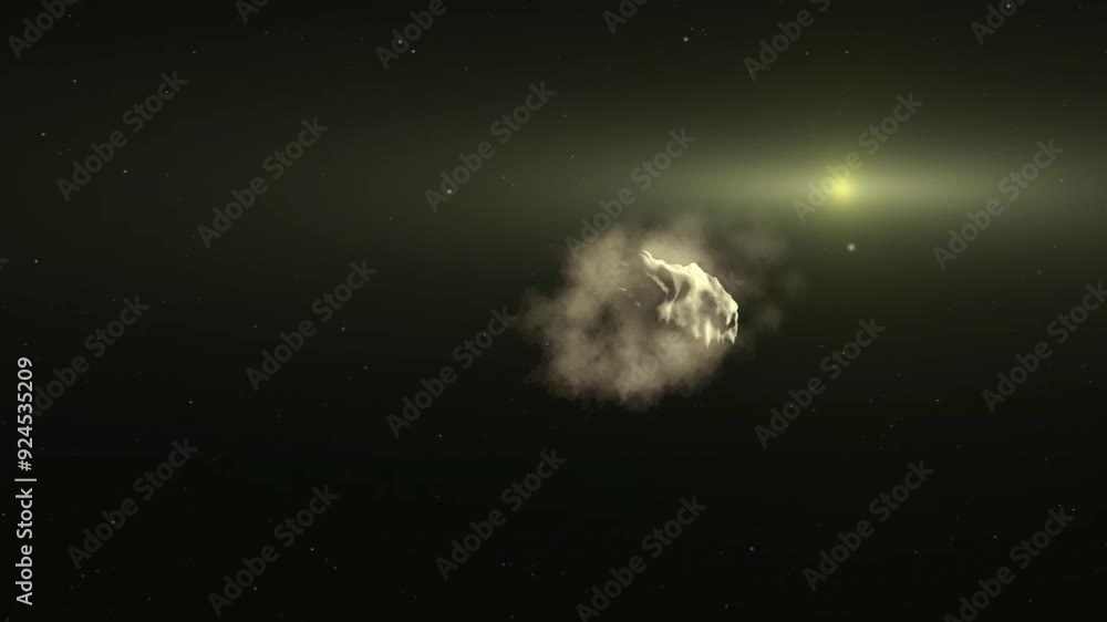 Wall mural animation depicting a comet formation in outer space. universe science astronomy.