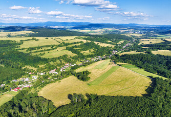 Countryside view from drone near Stara Tura village, Slovakia