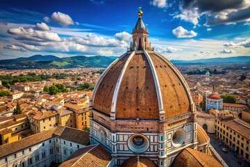 Brunelleschi's Dome from Annunziata's Gaze: Iconic, majestic, geometric, expansive dome, awe-inspiring perspective