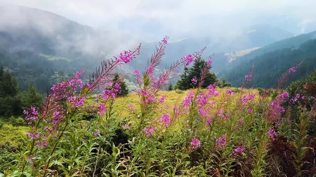 Ivan-tea (lat. Chamaenerion) is a genus of perennial plants of the fireweed family (Onagraceae). Group of plants. population of Ivan-tea narrow-leaved in the Tatras, Carpathians, Alps