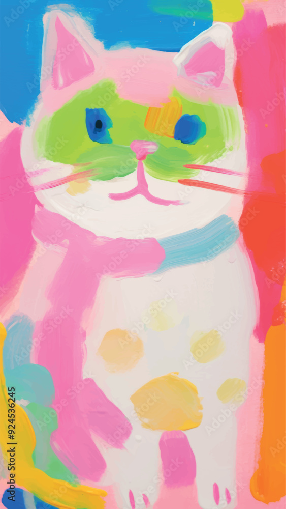 Poster Colorful abstract cat painting