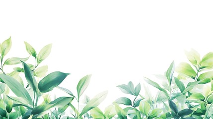 Fototapeta premium Serene Greenery: A Beautiful Watercolor Illustration of Lush Leaves and Plants