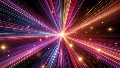 Fototapeta premium Radiant Purple Pink Orange Light Beams Burst