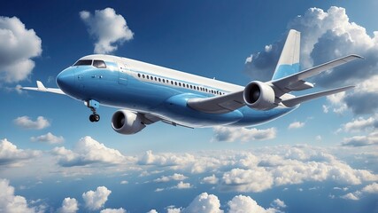 Obraz premium Airplane flying on blue sky