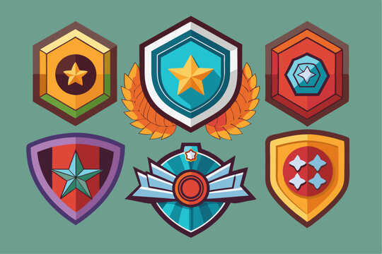 Colorful Shields with Stars and Other Geometric Designs