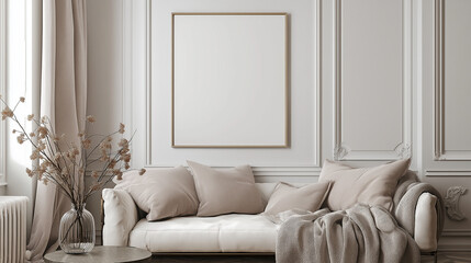 Frame & poster mockup, Living room interior with frame mock up.