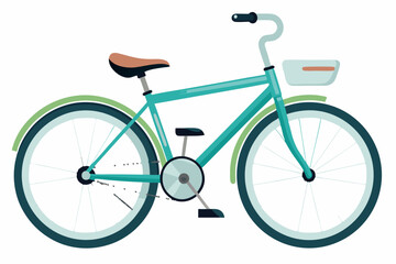 Obraz premium Turquoise Bicycle with Brown Saddle and Basket