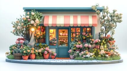 3D rendering, cartoon style, cute, pastel color tone, isolated white background, about buildings, houses, shops, service shops, government offices such as garages, schools, commercial buildings.