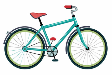 Obraz premium Teal Bicycle with Red Saddle and Handlebars