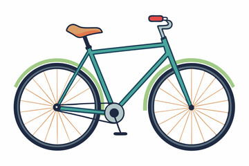 Fototapeta premium Green Bicycle with Orange Seat and Red Handlebars