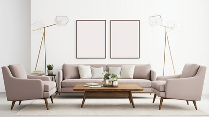Frame & poster mockup, Living room interior with frame mock up.