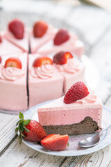piece of strawberry chocolate cheese cake