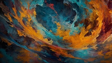 Imagen abstracta con tonos naranjas y azules