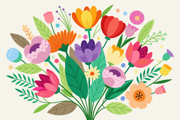 A Colorful Bouquet of Flowers with Green Leaves