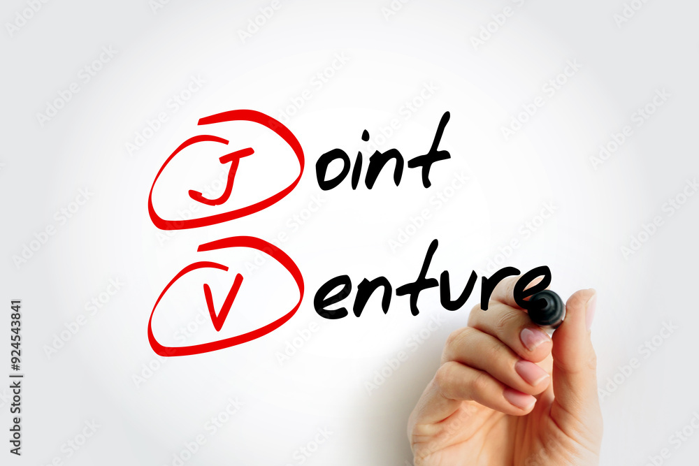 Poster jv joint venture - business entity created by two or more parties, generally characterized by shared