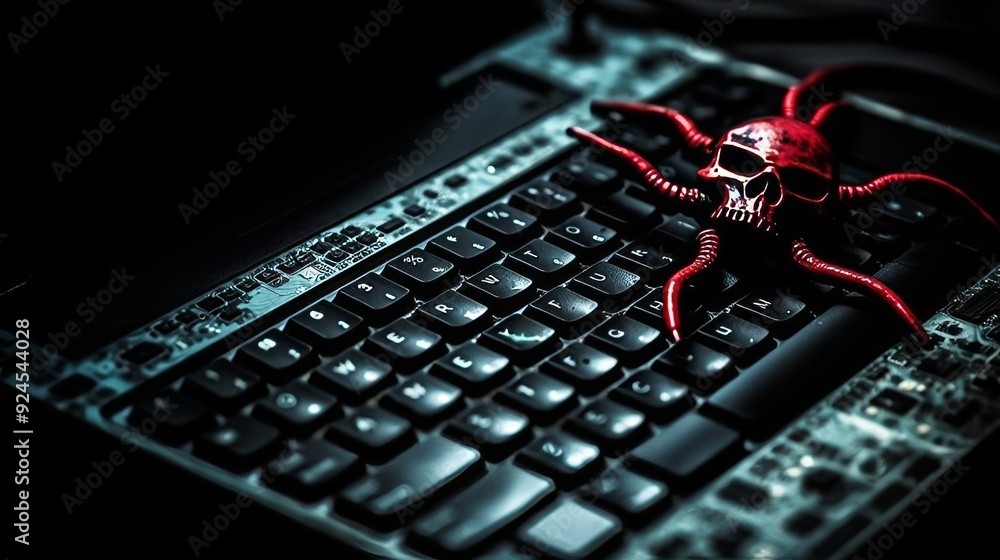 Poster a keyboard with a skull on it