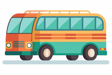 Colorful Retro Bus with Roof Rack