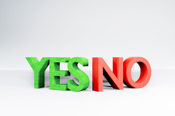 3d text style yes and no concept