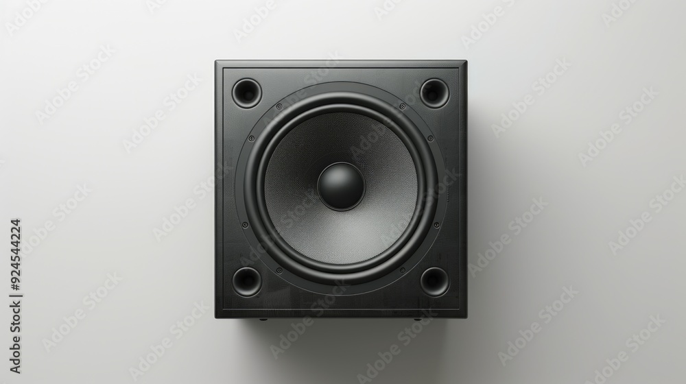 Poster close-up shot of a speaker on a wall, suitable for use in office or home settings