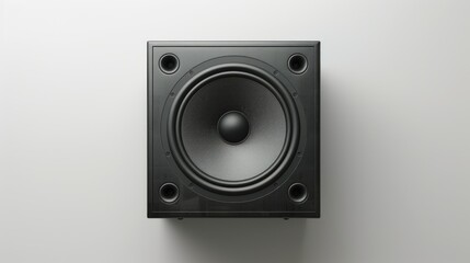 Close-up shot of a speaker on a wall, suitable for use in office or home settings