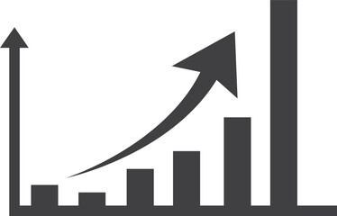 Arrow Graph Icon. Diagram, Market, Growth, Trend Design Vector Illustration Stroke