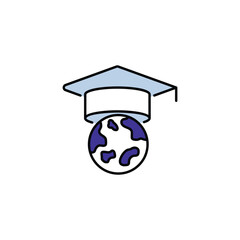 Global Education icon design with white background stock illustration