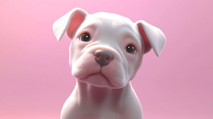 Obraz premium An adorable 3D pit bull puppy dog in minimal background
