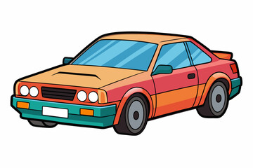 Cartoon Illustration of a Red and Orange Sports Car