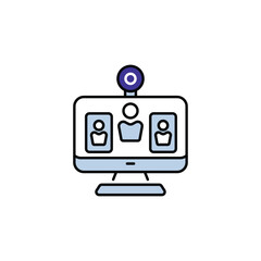 Video Conference icon design with white background stock illustration