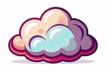 Colorful Cartoon Cloud with Gradient and Shadow
